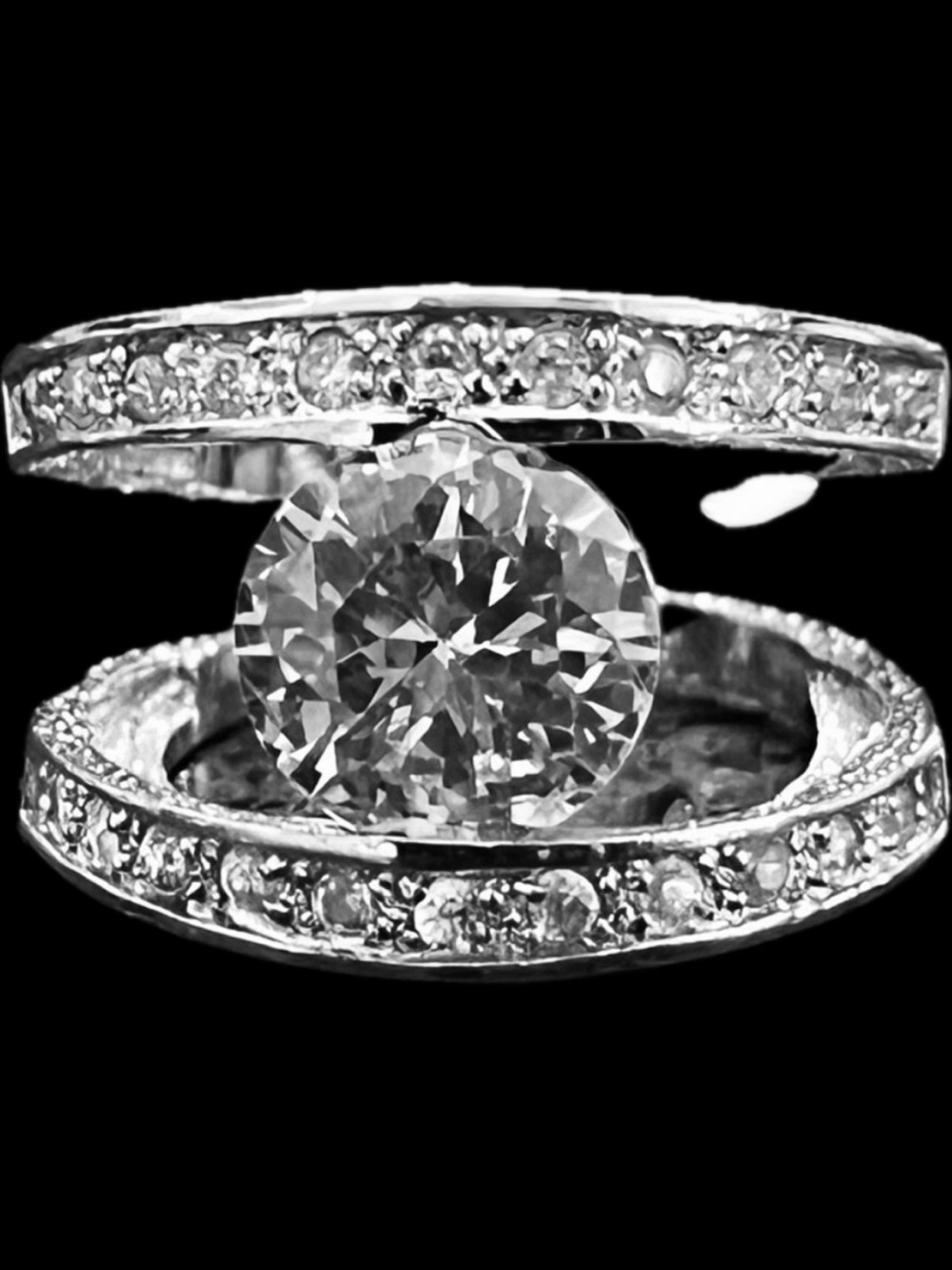5ct brilliant round cut CZ solitaire pave set band cocktail statement ring